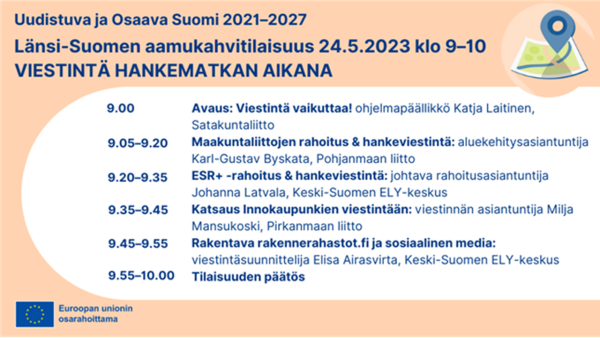Programmet om Västra-Finlands morgonkaffe på finska. 