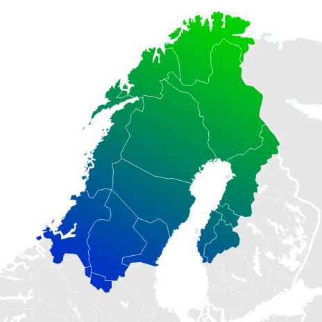 Karta över Interreg Aurora område