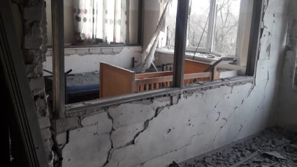 Förstörd byggnad. Tuhoutunut rakennus.