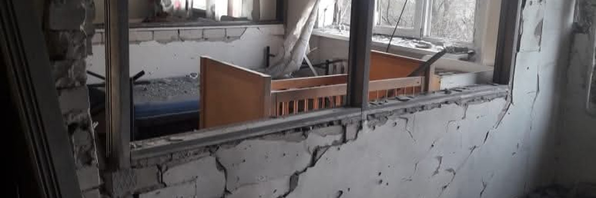 Förstörd byggnad. Tuhoutunut rakennus.