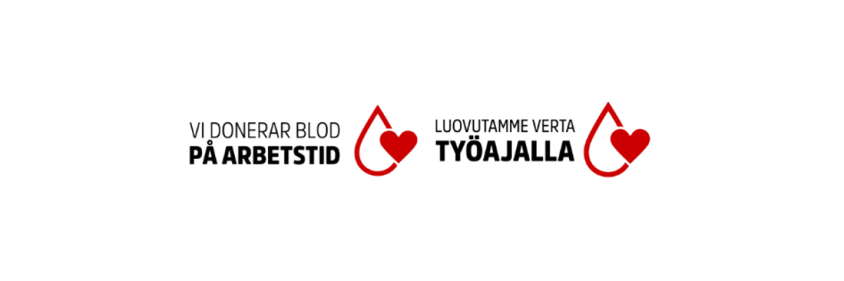 Blodgivning på arbetstid-certifikatet. Verenluovutus työajalla -sertifikaatti.